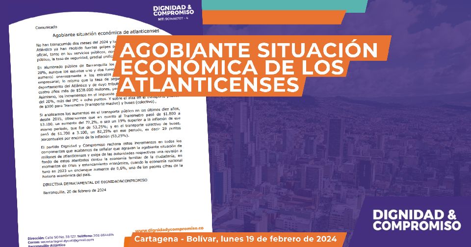 Comunicado Dignidad & Compromiso directiva Atlántico: agobiante situación económica de atlanticenses