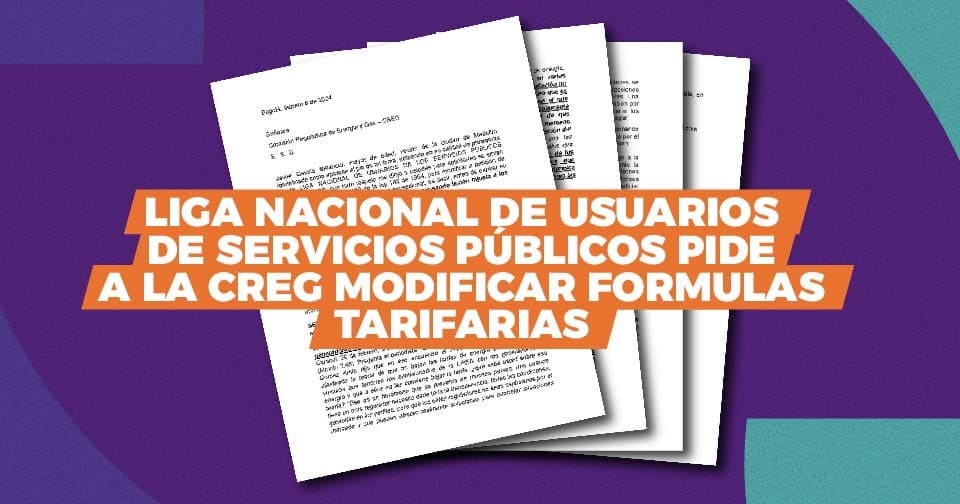 Liga de Usuarios de Servicios Públicos pide a la CREG modificar las fórmulas tarifarias