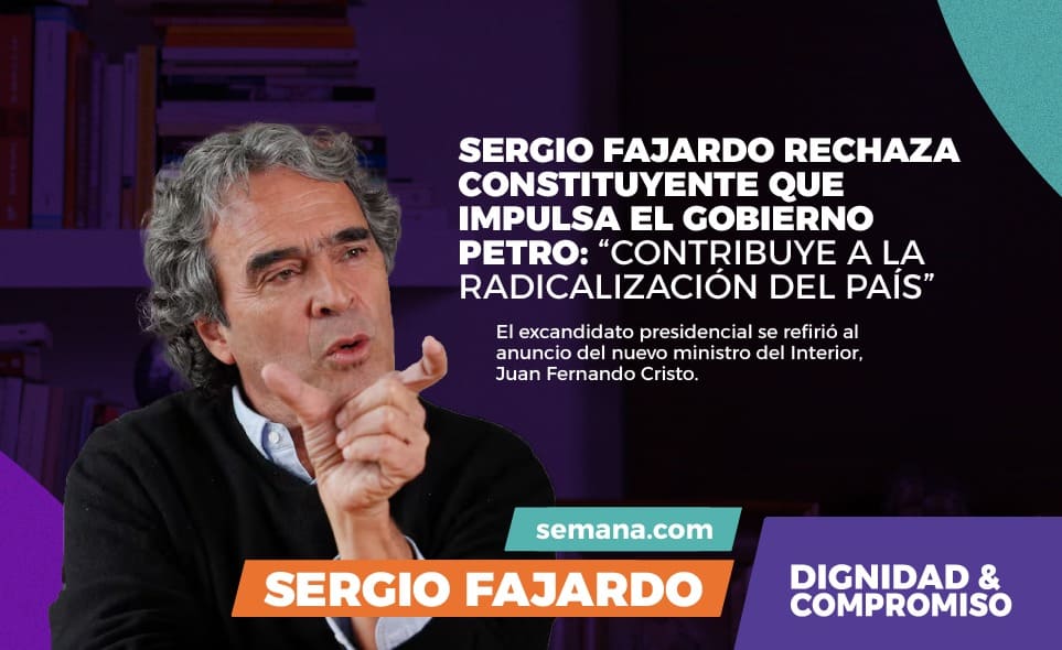 Sergio Fajardo rechaza constituyente que impulsa el Gobierno Petro: “Contribuye a la radicalización del país”