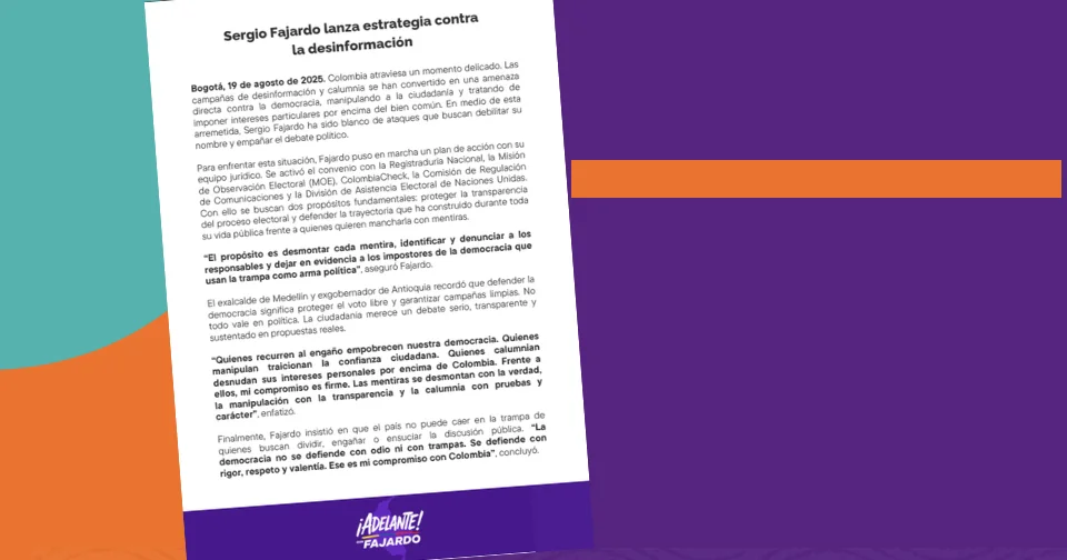 Sergio Fajardo lanza estrategia contrala desinformación