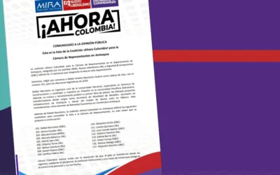 Esta es la lista de la Coalición ¡Ahora Colombia! para la Cámara de Representantes en Antioquia