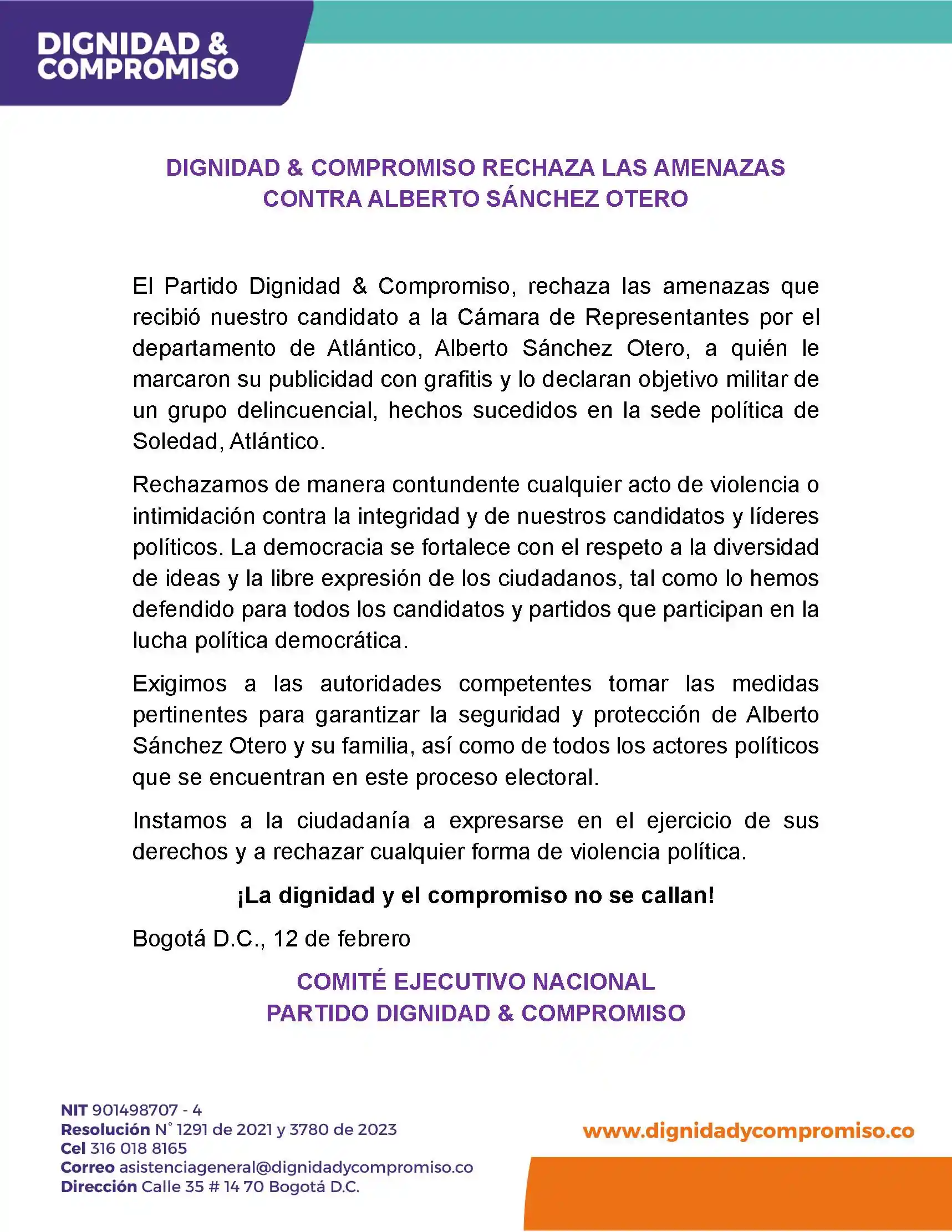 Comunicado002D&C2026_RechazoAmenazasAlbertoSánchez_12Febrero 